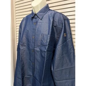 Chef Works Shirt Mens Size XL Blue Button‎ Up Long Sleeves Uniform NWT